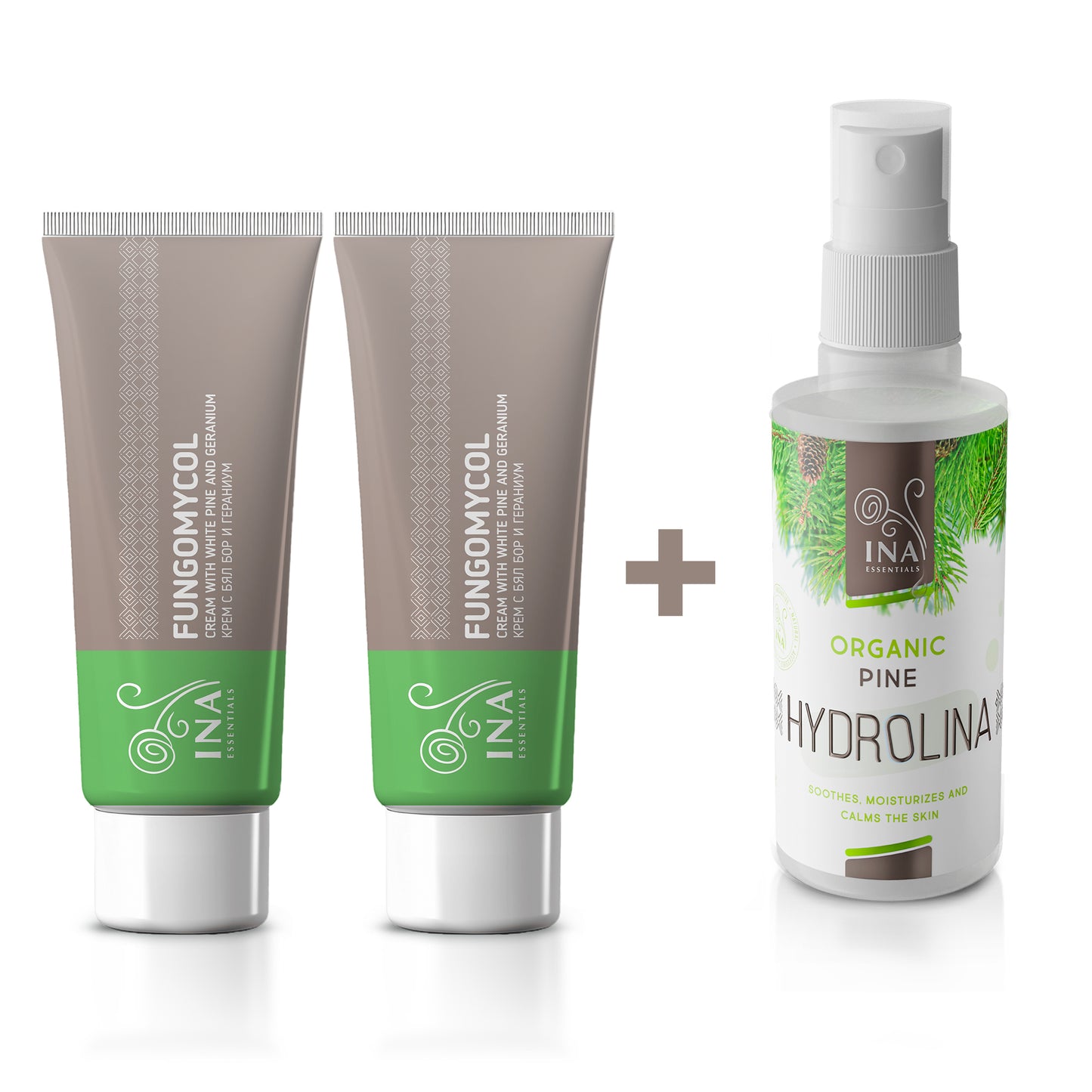 Achetez 2 Crèmes pour les Mycoses des ongles et la peau sèche et craquelée, Recevez 1 Eau de pin blanc bio gratuite