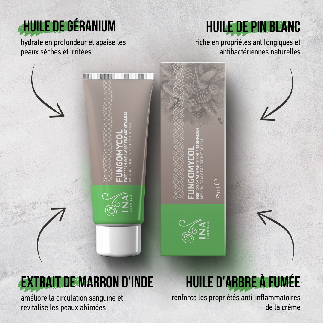 Achetez 2 Crèmes pour les Mycoses des ongles et la peau sèche et craquelée, Recevez 1 Eau de pin blanc bio gratuite