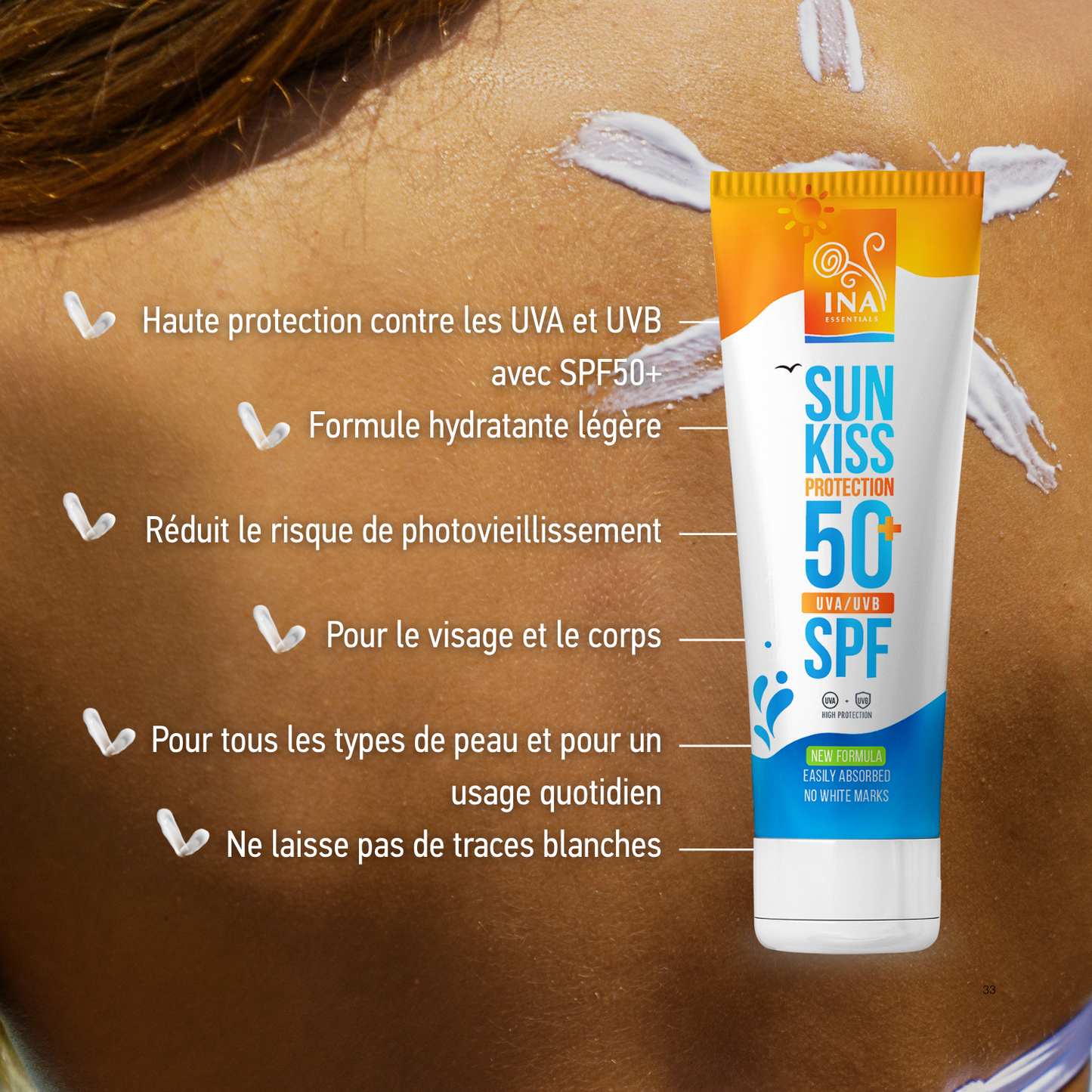 Pack familial pour protection solaire - 2+1 Crème solaire naturelle pour le visage et le corps SPF 50+ avec sapin blanc bio