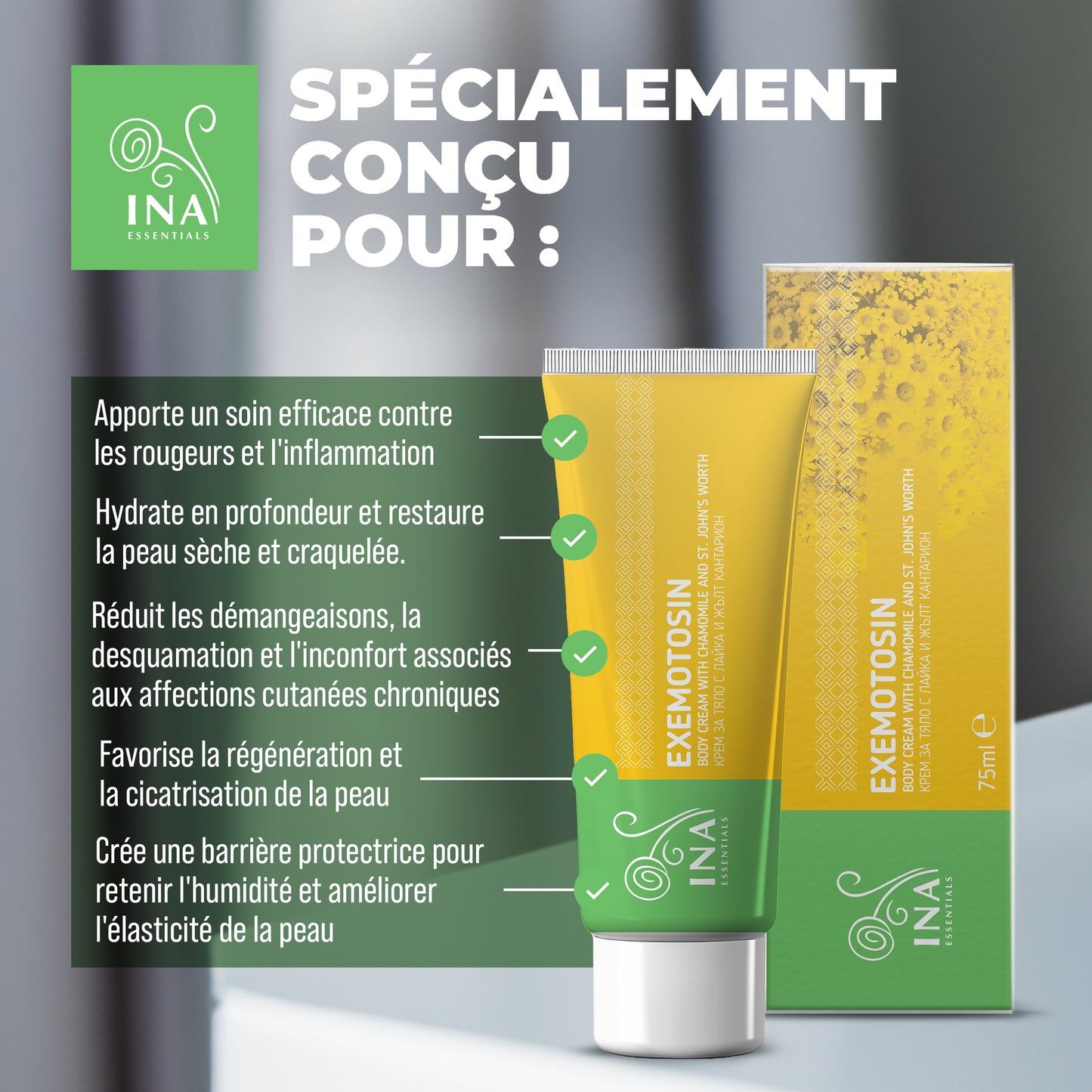 Crème pour le Psoriasis, l'eczéma et les peaux irritées - au Millepertuis, à la Camomille et à la Propolis