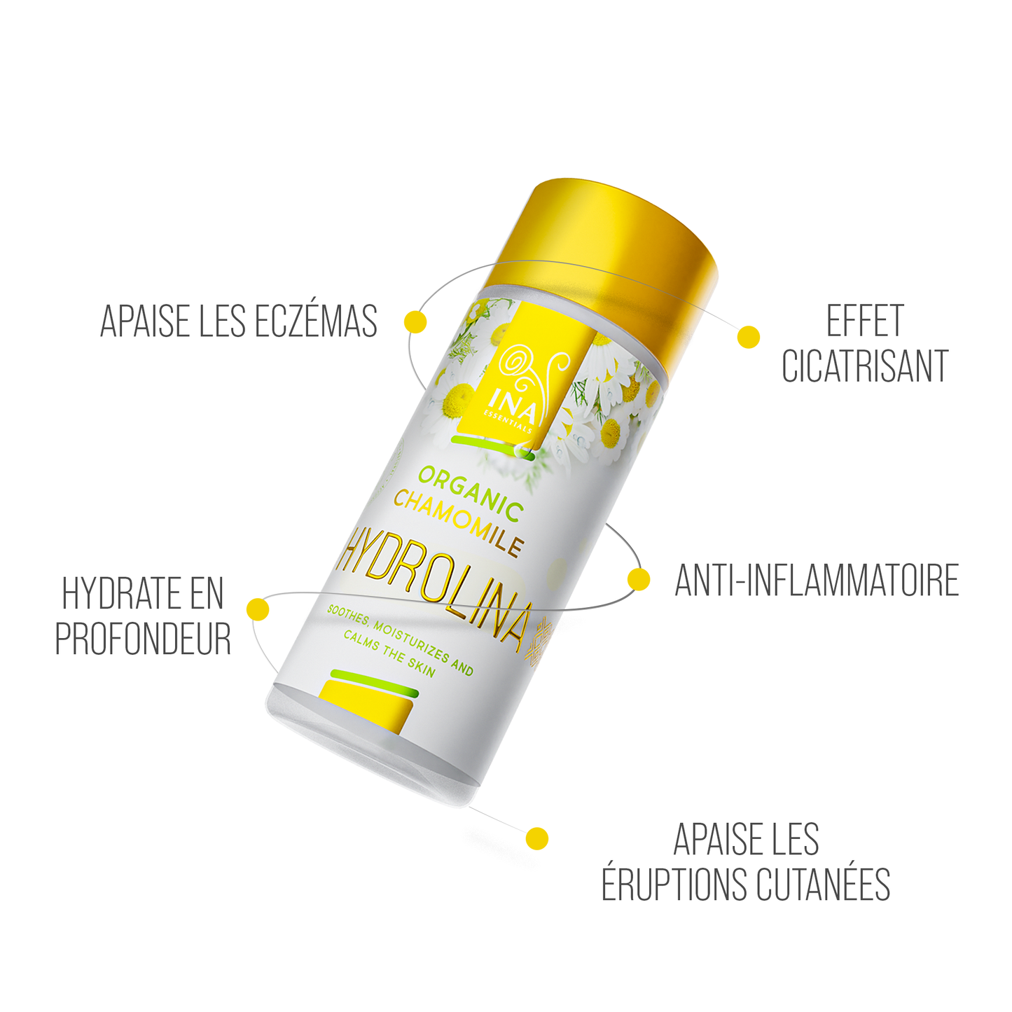 Eau de Camomille - Hydrolina - Bio Hydrolat de Camomille pour Eczéma et la peau irritée