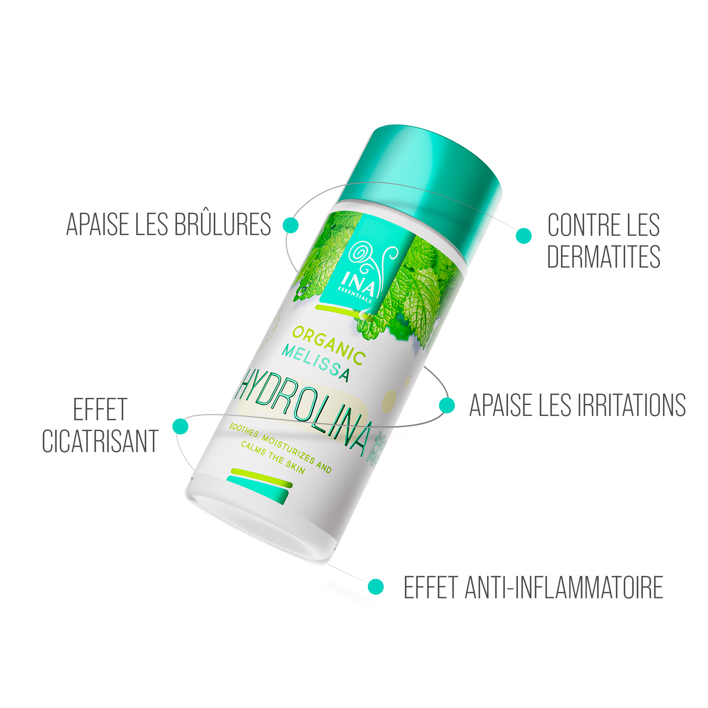 Eau de Mélisse - Hydrolina - Bio Hydrolat pour les Dermatites et les Irritations cutanées