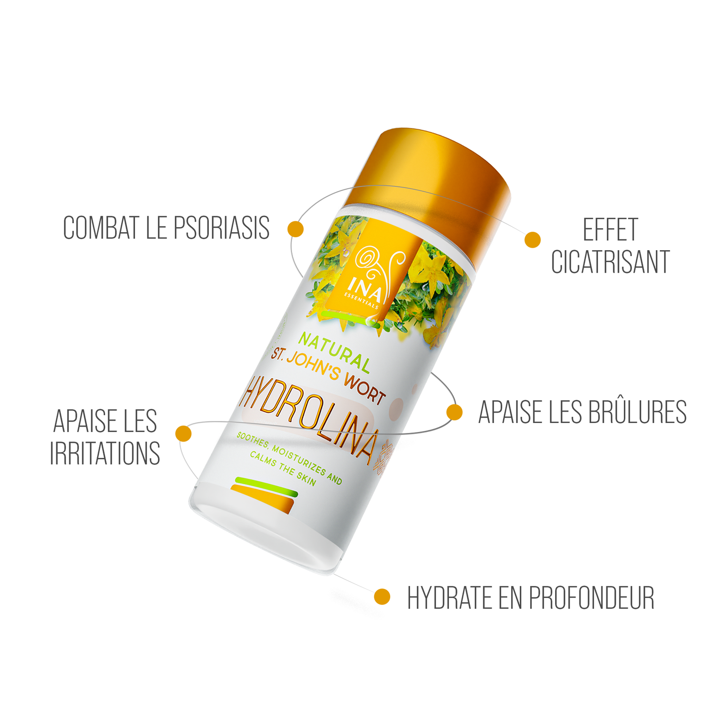 Eau de Millepertuis - Hydrolina - Bio Hydrolat pour le Psoriasis et la peau Irritée