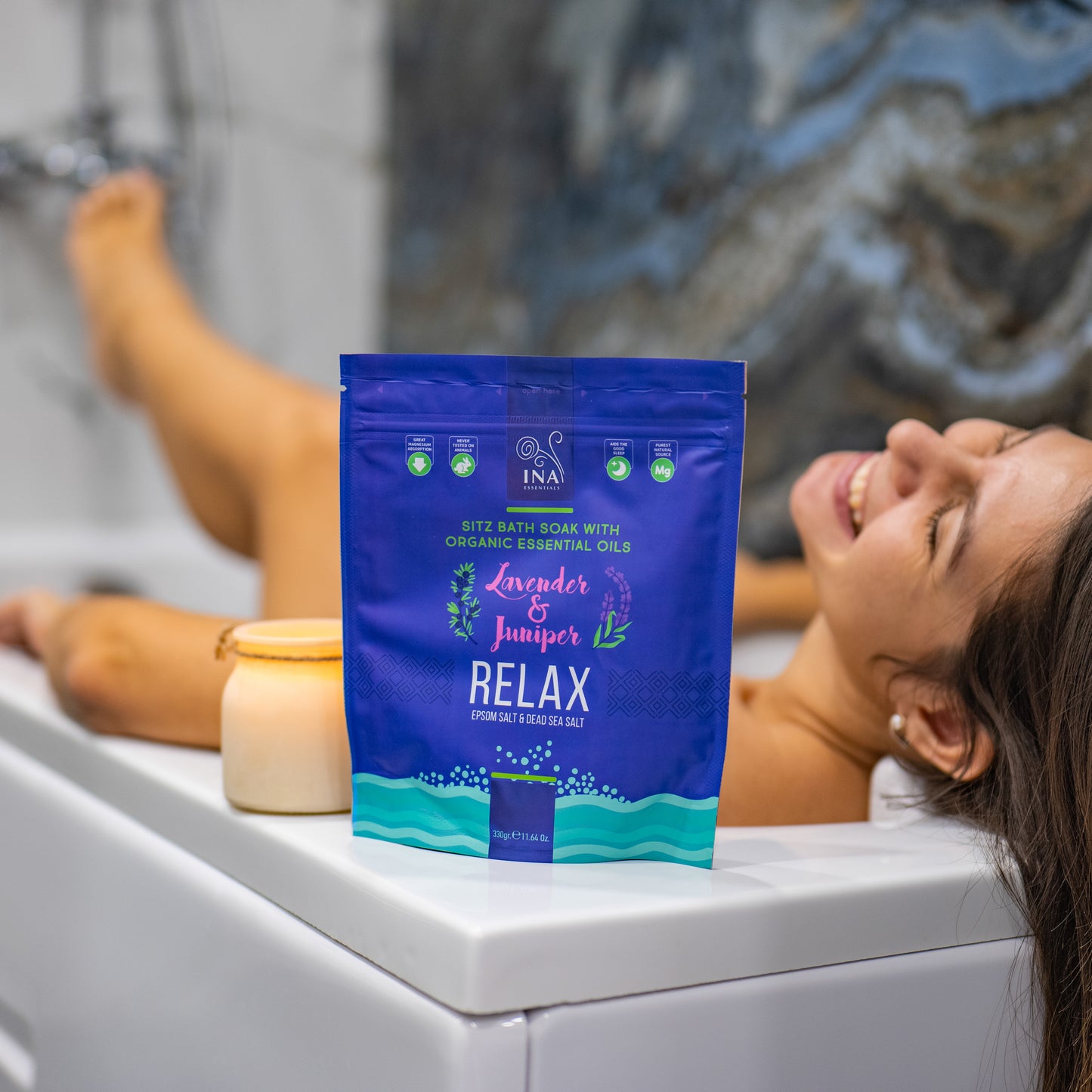 Relax - Sels de bain à la Lavande et au Genévrier pour la Relaxation et le Soulagement du Stress