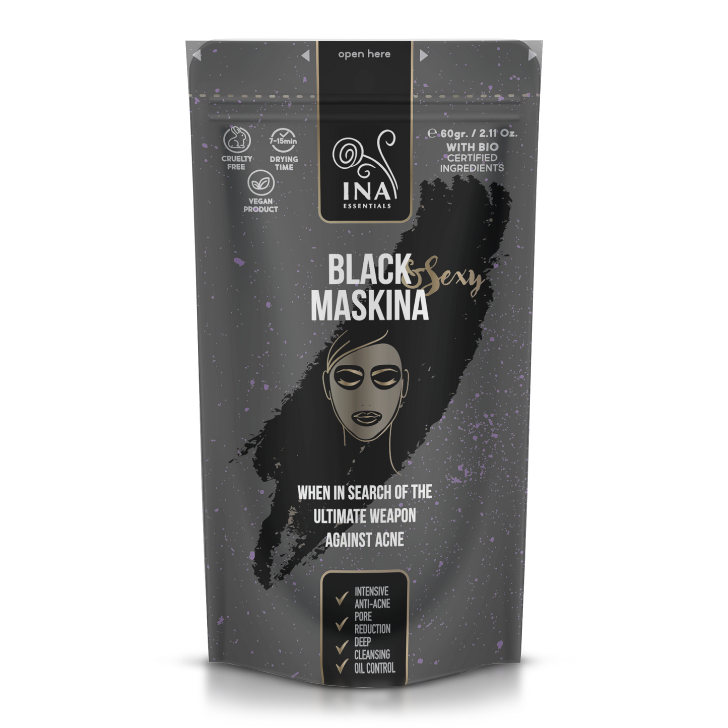 + Cadeau Masque visage - Maskina Noir - soins intensifs pour l'Acné et les points Noirs