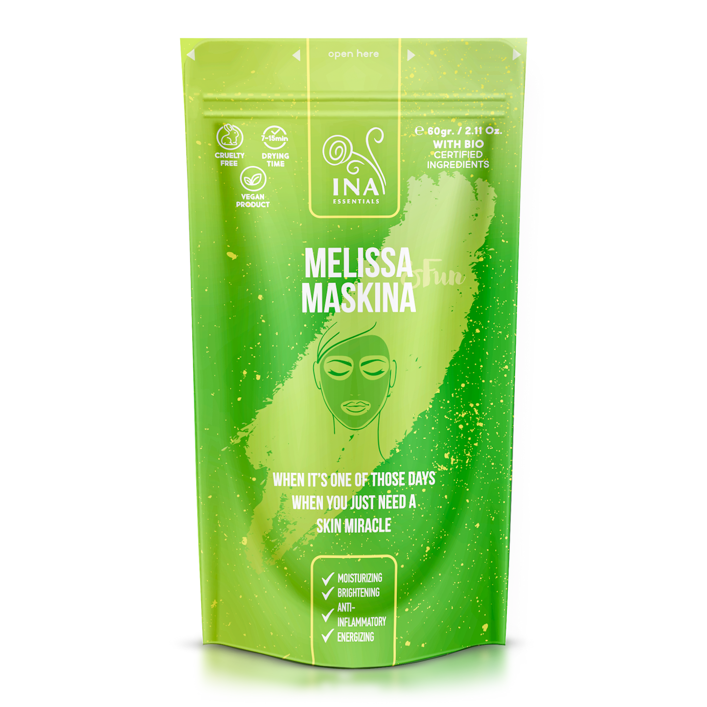 Masque visage - Maskina Mélisse - soin intensif pour peaux Sèches et Fatiguées
