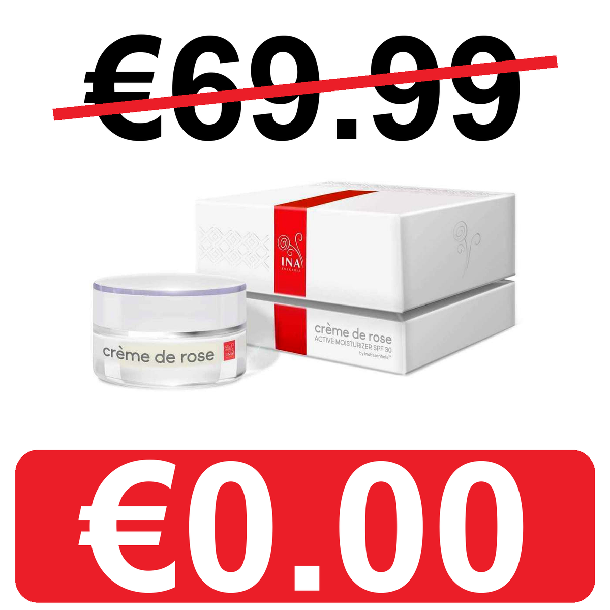 + Cadeau Crème de rose - Crème hydratante de jour avec SPF30 - hautement enrichi en huile Essentielle de Rose Bio