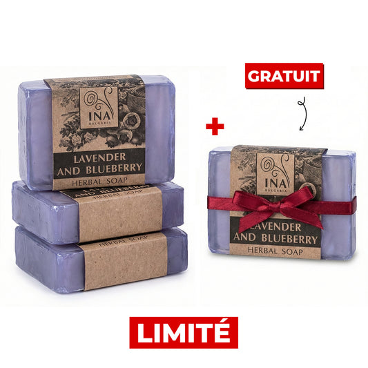 Achetez 3 savons naturels à base de plantes et de lavande, recevez-en 1 gratuit