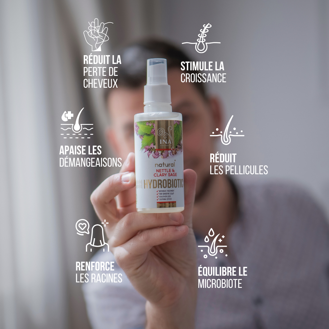 Hydrobiotic - Ortie & Sauge Sclarée - soins intensifs pour la Chute des cheveux, les Pellicules et le cuir chevelu Sensible