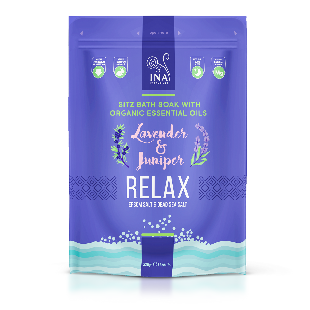 Relax - Sels de bain à la Lavande et au Genévrier pour la Relaxation et le Soulagement du Stress