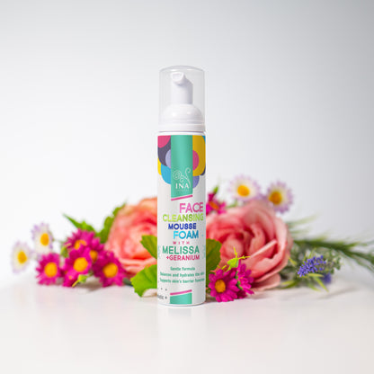Mousse Nettoyante Naturelle pour le Visage à la Mélisse et au Géranium - pour tous types de peau