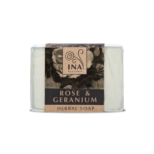 Savon Naturel aux Herbes à l'Huile de Rose Damascena et au Géranium - action nourrissante