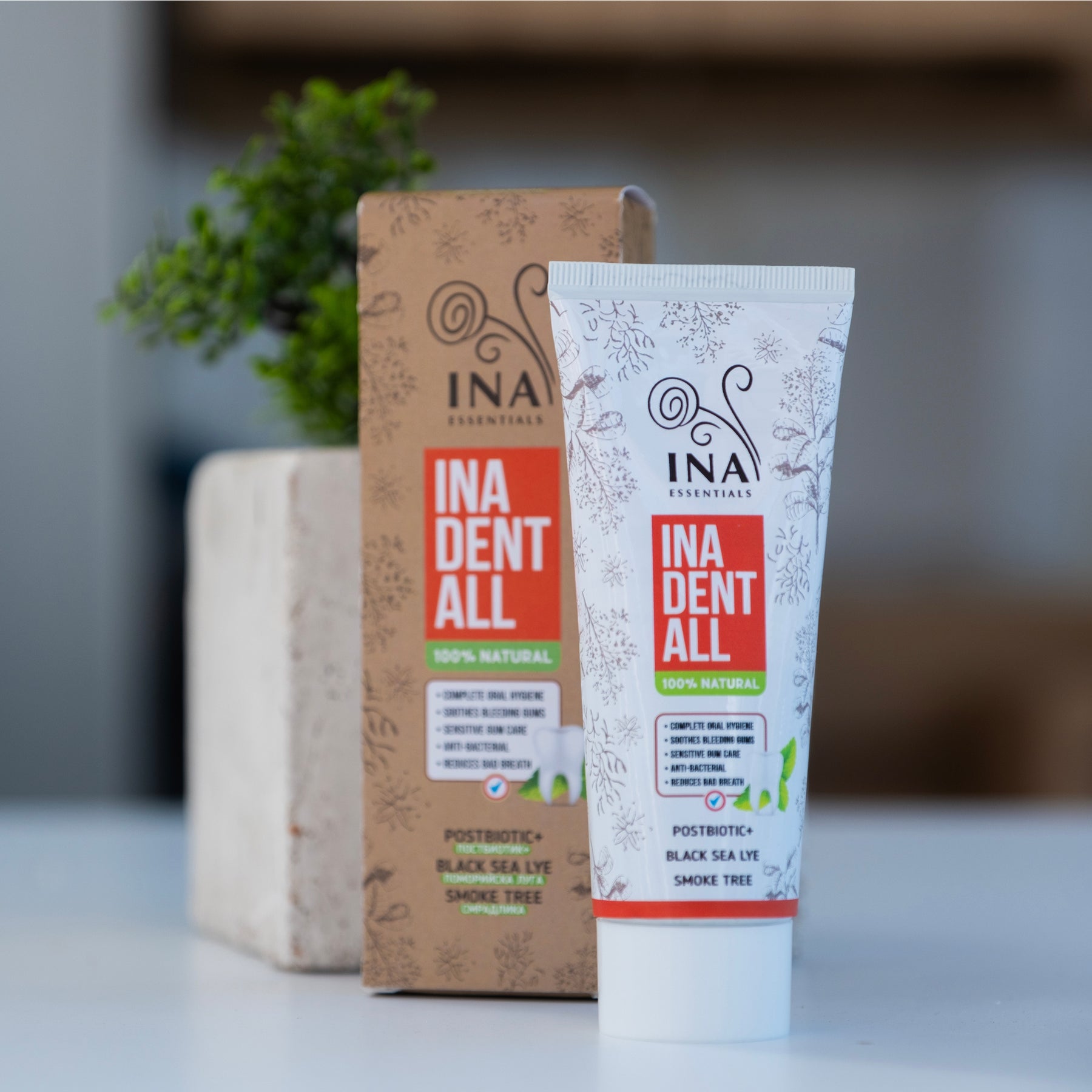 Dentifrice Naturel Sans Fluorure avec Arbre à Perruques, Lessive de la Mer Noire et Postbiotique - Ina Dent-All