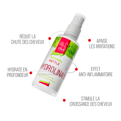 Eau d'Ortie sauvage - Hydrolina - Hydrolat spray pour la Chute des cheveux et les cheveux Gras