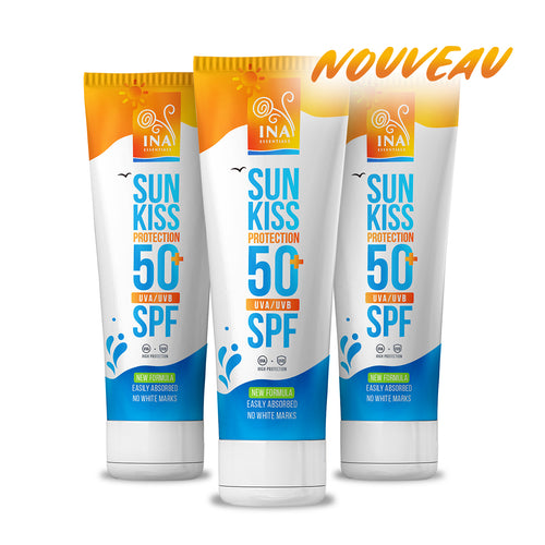 Pack familial pour protection solaire - 2+1 Crème solaire naturelle pour le visage et le corps SPF 50+ avec sapin blanc bio