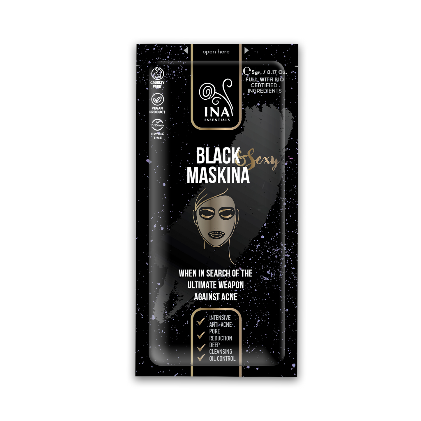 + Cadeau Masque visage - Maskina Noir - soins intensifs pour l'Acné et les points Noirs (échantillon)