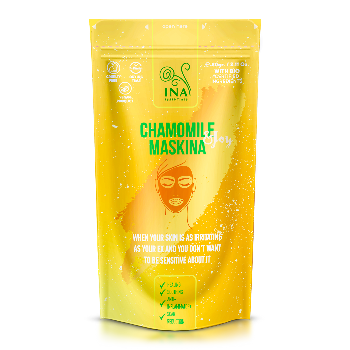 Masque visage - Maskina Camomille - soin intensif apaisant pour peaux Sensibles
