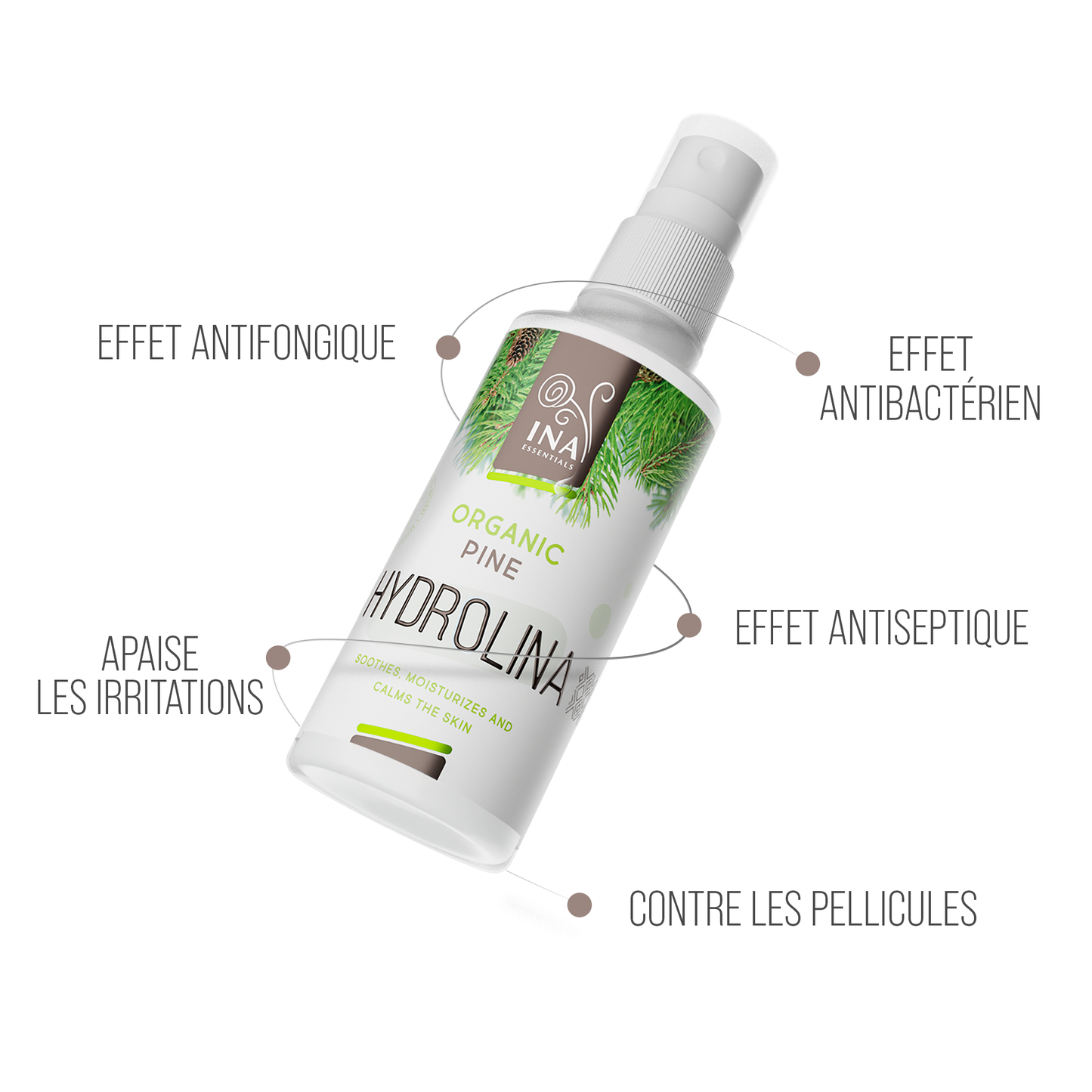 Eau de Pin - Hydrolina - Bio Hydrolat - Spray pour ongles Mycose des et pieds malodorants